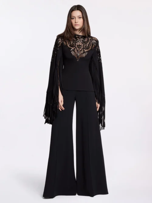 Black Fringed Blouse