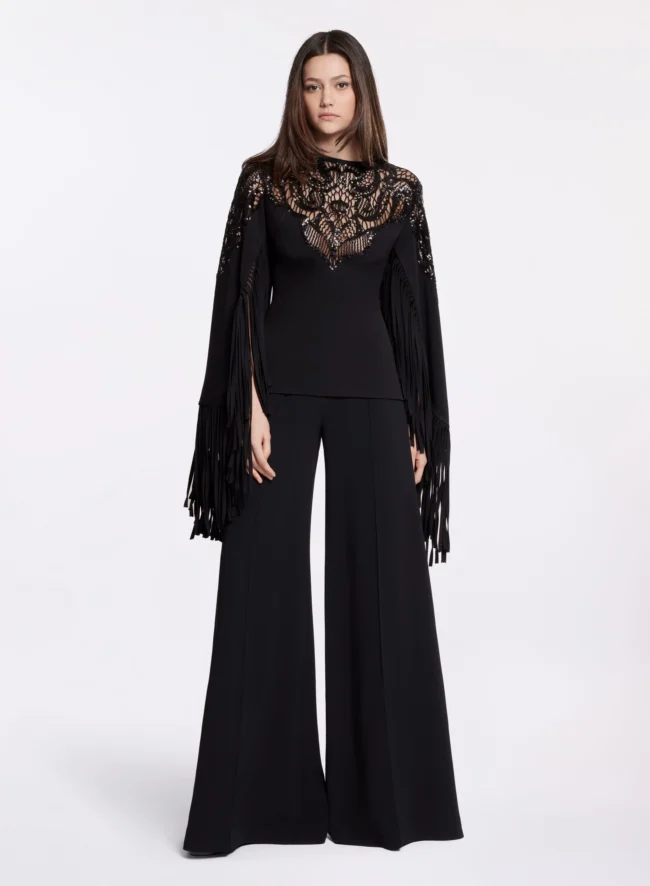 Black Fringed Blouse