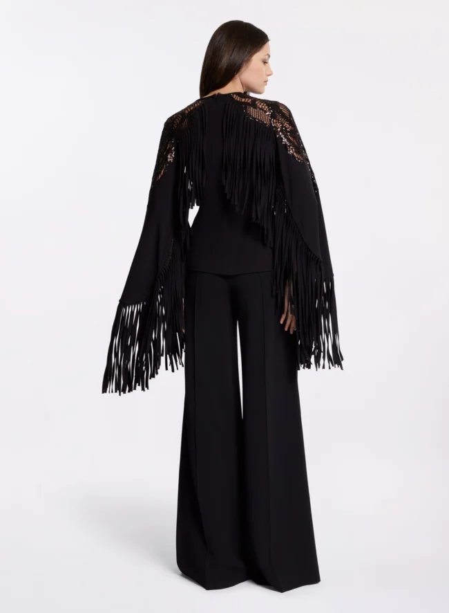 Black Fringed Blouse - Image 3